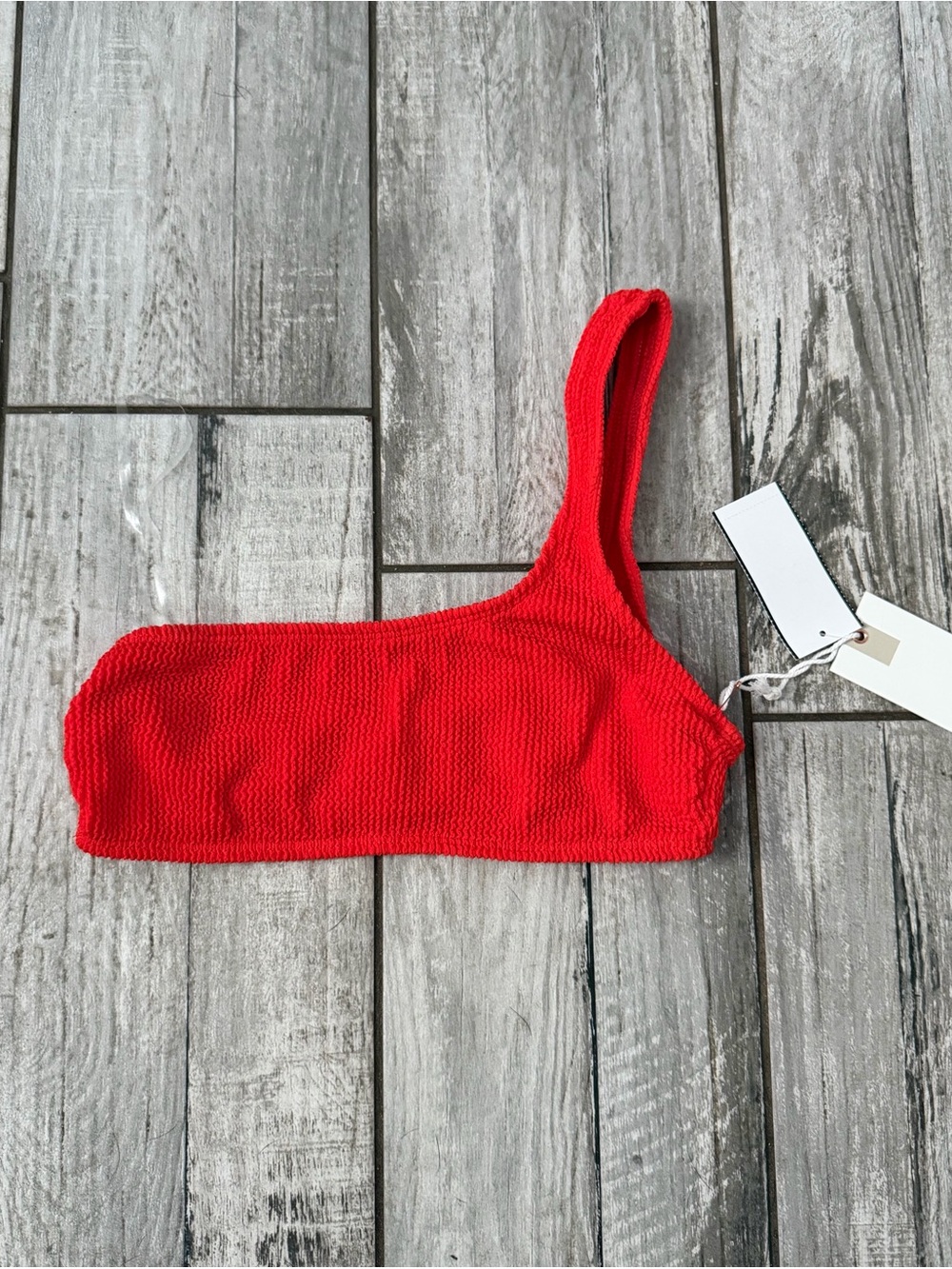 NWT Good American One-Shoulder Bikini Top in Red